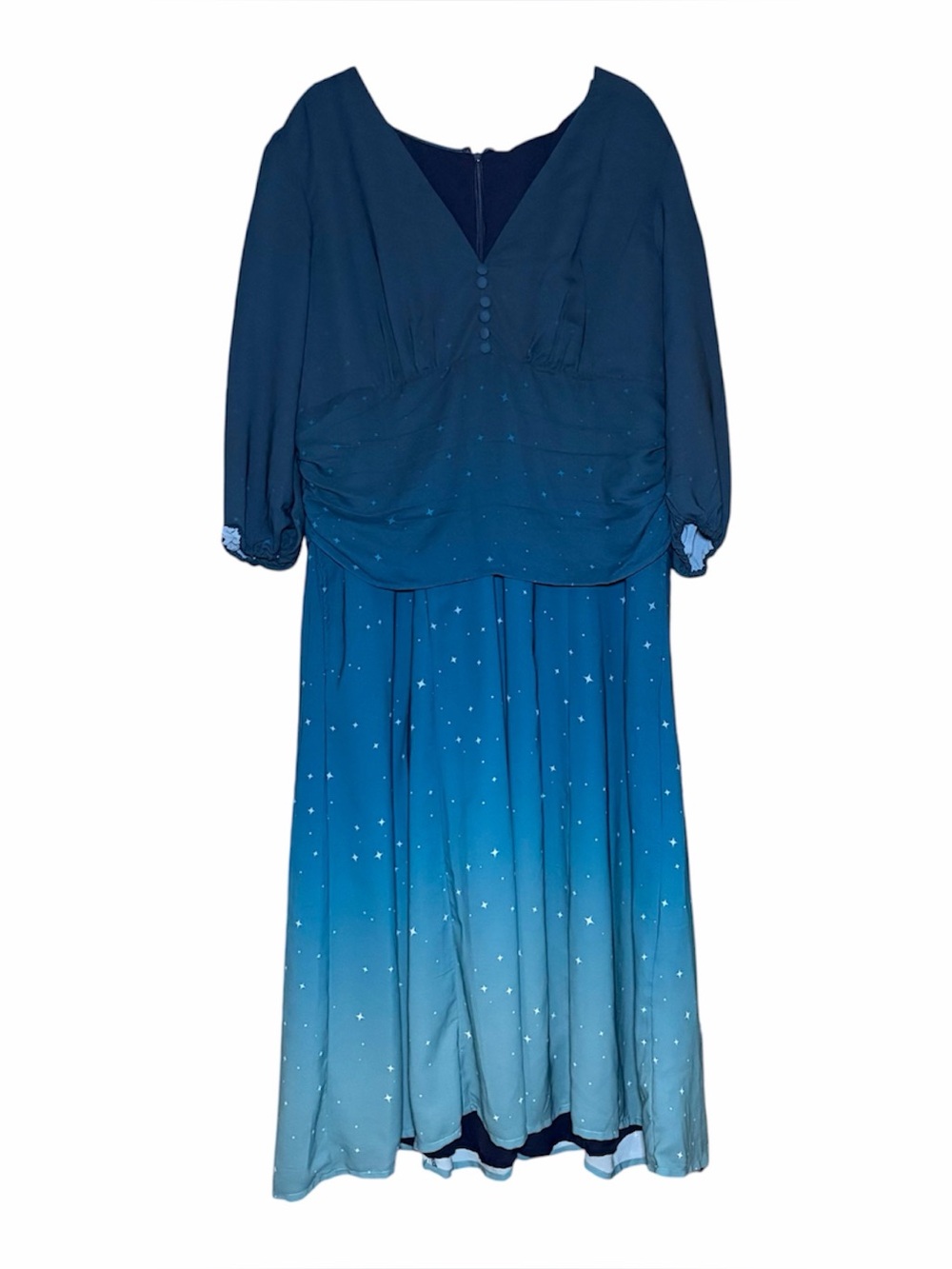 Wayward Fancies eShakti XL 18 Blue Ombre Star Dress Empire Waist